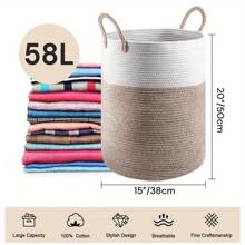 58L Cotton Rope Basket Large Blanket Woven Storage Organiser Laundry