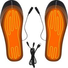 1 đôi lót giày điện có sưởi, có thể cắt tỉa và giặt được, thích hợp sử dụng tại nhà, khi chơi thể thao, trượt tuyết ngoài trời và làm ấm chân tại văn phòng. - màu đen - Xem 5