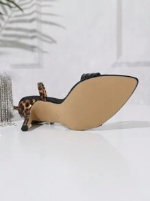 Women's High Heels, Fashion Party/Outdoor Elegant Peep Toe Stiletto Heels With Metallic Snake And Leopard Print Ankle Strap, Sexy And Graceful Black Sandals For Spring/Summer - Black - View 7