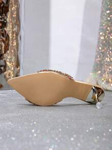 2025 Frühjahr/Sommer Neue Mules mit Kristallbesatz und hohem Absatz, elegante Party und Event Schuhe