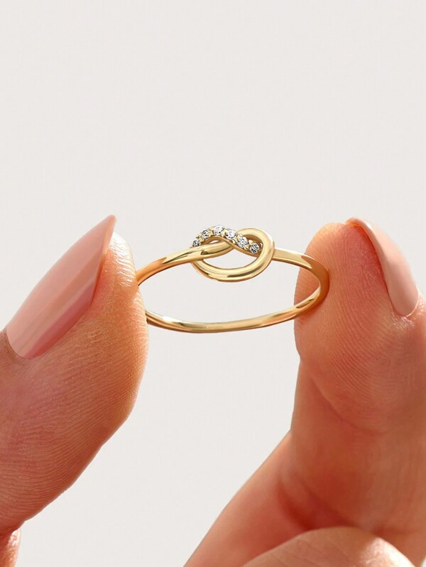 1pc S925 Silver Original Fashionable Heart Knot Zirconia Simple Elegant Ring, Suitable For Women's Daily Wear, Holidays, Parties, Valentine's Day Gift