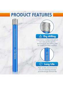 干式金刚石钻头套装 10 件 1/4 英寸 6 毫米小金刚石孔锯套件适用于花岗岩大理石瓷砖陶瓷石材玻璃硬质材料（不适用于木材）圆柄 - 藍色 - 查看 5