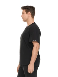 Men's V-Neck Multi-Pocket Scrub Top With Sleeve Zipper – Professional Clinical Uniform