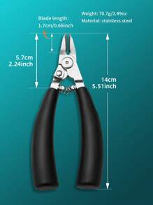 1 件装趾甲剪，厚指甲剪或嵌甲工具，成人不锈钢尖头趾甲剪，带指甲清洁器的钳子，橡胶手柄，黑色' - 黑色 - 查看 6