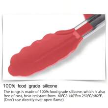 Pinze Da Cucina Pinze Per Barbecue In Acciaio Inossidabile Resistenti Al Calore Con Punte In Silicone E Design Del Supporto Per Insalata KC0254 - Red - View 6