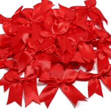 12/30/50 piezas Mayoreo Lazos de cinta de satén roja y rosa con colas para envolver regalos, decoraciones de fiesta, adornos artesanales y proyectos DIY - Perfectos para el empaque de regalos del Día de San Valentín - Corbata de moño - Ver 2