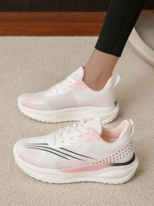 Sneakers Women's Shoes Sports Outdoor Casual Fashion Comfortable Soft Sole Breathable Cool Front Lace-Up Gradient Color Design - Pink - View 4