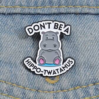1pc Cartoon Cute Animal Hippo Brooch Clothing Accessories Gift Alloy Dripping Metal Accessories
