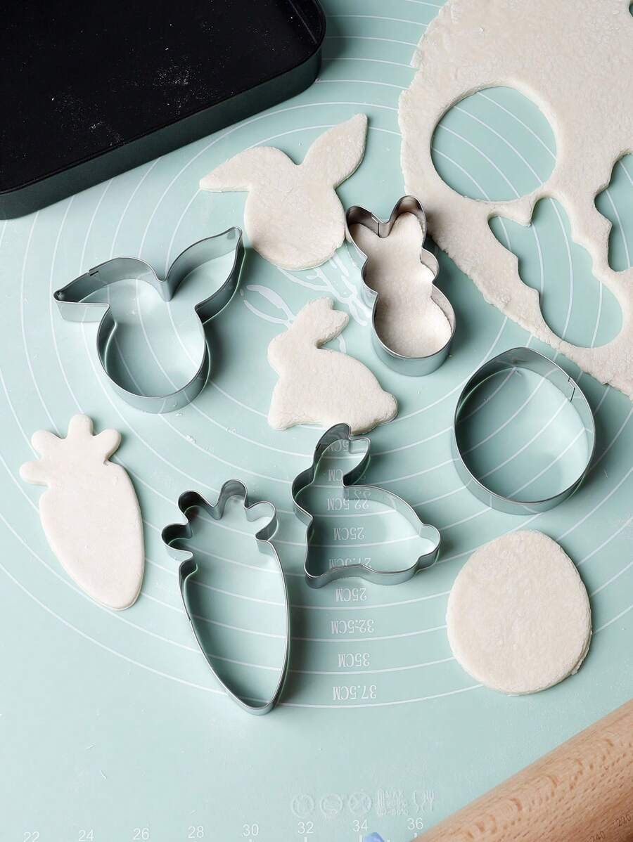 5pcs Stainless Steel Cookie Cutter Set - Animal & Nature Themed Shapes, Suitable For Baking, Including Egg, Carrot, Rabbit, Fit For Holiday Party, Animal Themed, Easter Cookie Cutters, Stainless Steel, 1.7cm Height - Multicolor - View 1