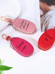 Customized Text Key Pouch Unisex Car Key Organizer Holder Large Capacity Multi-Functional Keyring Case Valentines - Multicolor - View 5