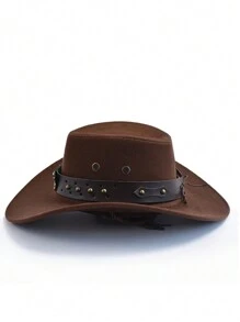 1PC Men's And Women's Solid Color Fedora Hat Cowboy Hat, Luxury Top Hat Fashion Disco Wide Brim Hat Bridesmaid Hat Bride Hat Gift Hat, New Retro, Suitable For Daily Life, Party, Western Theme Event, Party, Engagement Party, Cosplay, Graduation Ceremony, Masquerade Party, Wearable For Festivals, Weddings, Birthday Celebrations, Music Festivals, Adult Ceremonies - Black - View 4