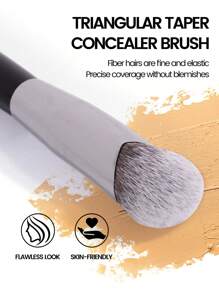 MAANGE 1pc Triangle Brush, Protable Smudge Cosmetic Brush Makeup Brush With Foundation Brush Blush Brush Loose Powder Brush Contour Brush Highlighter Brush Makeup Tools Gift For Women & Girl Travel Makeup Brush ﻿ - 黑色 - 查看 8