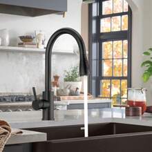 1pc Pull-Down Sprayer Kitchen Faucet Black, 360 Degree Kitchen Sink Mixer Taps Pull Out Spout Spray Single Lever Mono Tap- Included Accessory Kit