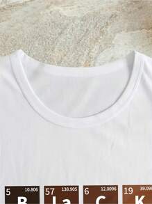 Women'S Casual Crew Neck T-Shirt With Elemental Periodic Table Applique, Polyester & Spandex Knit Fabric, Short Sleeve Top For Spring/Summer, Mother'S Day Gift Idea - trắng - Xem 3