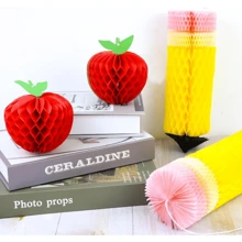 4, Paper Apple Pencil Honeycomb Pendant Ceiling Hanging Decoration, Lantern Decoration Wedding Ceremony, Fashion Ceiling Hanging Party Accessories, School Party Flower Board Decoration, Festival Party Supplies, Easy To Hang, Homemade Scene