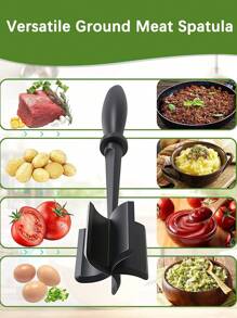 1pc Meat Chopper, Heat Resistant Meat Masher For Hamburger Meat, Ground Beef Smasher, Nylon Hamburger Chopper Utensil, Ground Meat Chopper, Non Stick Mix Chopper, Mix And Chop, Potato Masher Tool, Top-Quality Meat Masher Grinder For Crafting Burgers, Beef, Turkey, And More