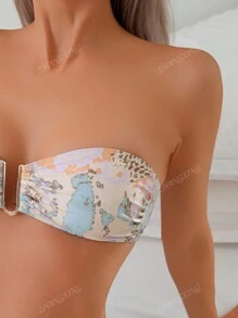 Nieuwe mode sexy bedrukte bandeau dames bikini set, voor zomer strandvakantie