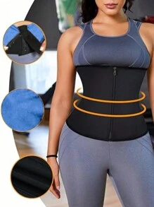 Sweat Waist Trainer For Women Tummy Control,Zipper & 3 Hook-Eyes Pu Coating Shapewear Stomach Wraps Sauna Sweat Suit Fitness Training Workout Belt Sport Corset Gym Accessories