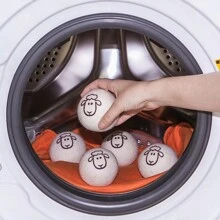 3pcs Natural Wool Dryer Balls, Wool Drying Balls, Fabric Softener Balls, Fluff Clothes, Anti-Static, Anti-Tangling Wool Balls, Reduce Static, Soft Wrinkles, Laundry Essential - Multicolor - View 4