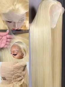 34 Inch 250 Density Lace Frontal Wig HD Transparent 613 Blonde Straight  13x4  Lace Front Human Hair Wigs For Women Brazilian - S613 - Xem 3