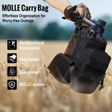 OneTigris Tactical Half Gallon Water Bottle With Straw - 64 Oz Vacuum Insulated Stainless Steel Water Jug, Leakproof Sport Bottle With 3 Lids, Paracord Handle & MOLLE Water Pouch For Outdoor - 灰色 - 查看 10