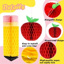 4, Paper Apple Pencil Honeycomb Pendant Ceiling Hanging Decoration, Lantern Decoration Wedding Ceremony, Fashion Ceiling Hanging Party Accessories, School Party Flower Board Decoration, Festival Party Supplies, Easy To Hang, Homemade Scene