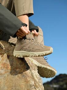 Zapatillas de caminar deslizables para mujer, cómodas y , zapatos tipo alpinismo de caña alta - Caqui - Ver 2