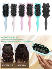 卷发定型刷 – 波浪边顺发刷，用于定型卷发，软垫设计，减少毛躁和断裂，男女皆宜，顺滑效果明显 - 彩色 - 查看 4