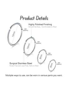 AVYRING 4Pcs Nose Rings Hoops Stainless Steel Earrings Piercing Hoops Jewelry For Men Women,Nose Rings Hoops Snug 22G 20G 18G 16G Stainless Steel Nose Septum Tragus Earring Lip Nostril Piercing Jewelry For Women Men,Diameter 6/8/10/12mm - Multicolor - View 5