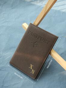 Takeoak 1 pièce Couverture de passeport personnalisée en or avec initiales, porte-passeport monogramme or personnalisé, accessoires de voyage personnalisés, cadeau de voyage fait main minimal pour documents et cartes pour amis et famille