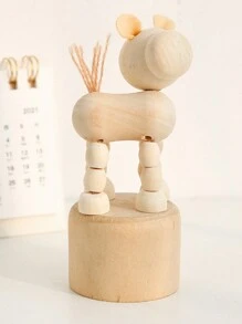 1pc Wooden Animal Miniature Desktop Decor, Customizable Name Engraving & Logo, Dancing Wooden Ornament Suitable For Holidays, Birthdays, Valentine's Day Gifts Graduation