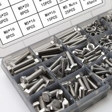 Bộ 359 bu lông lục giác và đai ốc bằng thép không gỉ - M4 M5 M6 X 16mm 20mm 25mm - Bộ ren đầy đủ (Kèm cờ lê) - Bạc - Xem 4