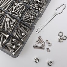 Bộ 359 bu lông lục giác và đai ốc bằng thép không gỉ - M4 M5 M6 X 16mm 20mm 25mm - Bộ ren đầy đủ (Kèm cờ lê) - Bạc - Xem 8