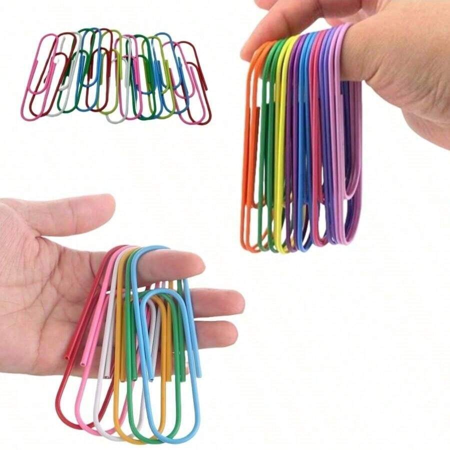 10 piezas de clips de papel gigantes de colores, 30 piezas de clips de papel pequeños, alfileres metálicos creativos de gran tamaño - Multicolor - Ver 1