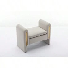 031-Velvet Fabric Single Bench Shoe Bench Makeup Bench For Bedroom Indoor,Light Gray