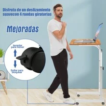 Ajustable Mesas Laterales Escritorio Mesa Auxiliar Mesa Para Jardín Soporte Para Laptop Pupitres Mesa Para Laptop Con Ruedas Y De Altura Ajustable - Granate - Ver 3