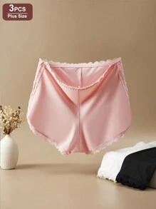 QUASTI 加大码 3 件套蕾丝边安全裤女夏季防滑裙边内衬下装可外穿小短裤 - 彩色 - 查看 6