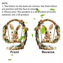 2 piezas Llavero acrílico de conejo de Pascua, Accesorio para espejo retrovisor, Colgante para mochila