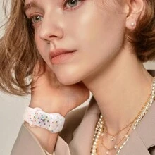 PAKRYS 闪亮花朵图案运动表带兼容 38 毫米 40 毫米 41 毫米 42 毫米 44 毫米 45 毫米 49 毫米，柔软硅胶防水表带兼容 Apple Watch Series Ultra 9 8 7 6 5 4 3 2 1 SE