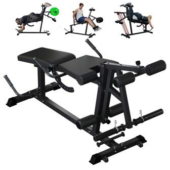 Leg Extension And Curl Machine, Seated Leg Extension And Lying Curl Machine For Home Gym, Fully Adjustable Leg Workout Equipment Compatible With 1'' Or 2'' Weight Plates And Exercise Band