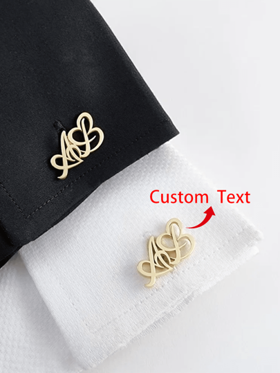 1 Paar personalisierte herzförmige Buchstaben Manschettenknöpfe für Männer und Frauen, modische elegante personalisierte Liebesbriefmanschettenknöpfe, personalisierte Namensplaketten Schmuck aus rostfreiem Stahl, Anzubehör, Urlaubsgeschenke, graviert, langanhaltend, rostfrei, farbig, süß, niedlich, witzig, Kawaii, Y2K, stilvoll, unisex, Lässig, personalisiert, einzigartig, individualisiert, ideale Geschenke für ihn, ideale Geschenke für sie, Freundin, Freund, Familie, Freunde, Kinder