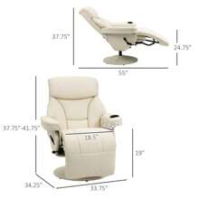PU Leather Manual Recliner Armchair Lounge Chair With Cup Holder Pocket