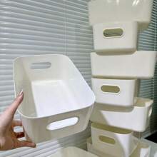 3 件装白色塑料收纳盒化妆品/学校用品收纳 - 适用于厨房、浴室、卧室、客厅、宿舍和书桌、开学季、家居的多功能收纳盒 - 白色 - 查看 5