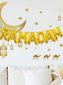 7 Stücke 16-Zoll-Ramadan-Buchstabenballon-Set, Gold, Silber, Roségold, Blau, Rose, Rot, Eid Mubarak-Partydekorationen - Verschiedenfarbig - Übersicht 3