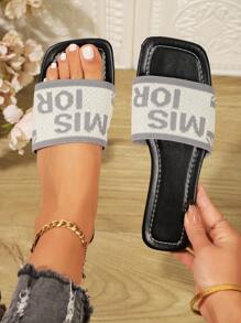 Women's Fashion Embroidered Flat Sandals - Multi-Function Slip-On, Square Toe With Elastic Ankle Strap, Breathable Fabric Upper