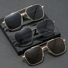 3 副男女通用方形金属时尚眼镜，适合日常佩戴 - 多色 - 查看 7