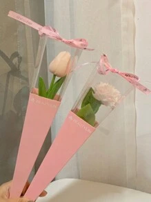 10 piezas, caja de embalaje para ramo de flores, caja individual para clavel, embalaje de flores, caja para rosa, caja de regalo, decoración de flores para el Día de San Valentín, decoración de boda, fiesta de boda, suministros de boda, regalos de boda (sin flores, el color de la cinta de la fuente es aleatorio)
