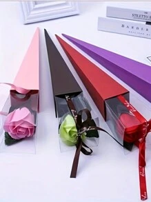 10 piezas, caja de embalaje para ramo de flores, caja individual para clavel, embalaje de flores, caja para rosa, caja de regalo, decoración de flores para el Día de San Valentín, decoración de boda, fiesta de boda, suministros de boda, regalos de boda (sin flores, el color de la cinta de la fuente es aleatorio)