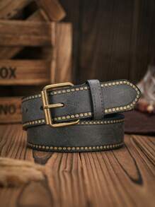 1pc Retro Men's PU Leather Belt, Suitable For Casual Daily Wear (Comes With Holes Puncher) Summer, School Casual, Business, Boyfriend Husband Father Dad Men Gift, Daily Wear, Fashion, Teen, Outdoor, Vacation, Athletic, Travel, Street, Boho, Vintage Fall, Autumn, Halloween Autumn-Winter Accessories,Suitable For Teens, Youth,Men,Casual, Outdoor, Athletic, Vacation, Graduation Gifts, Birthday, Daily Wear - As Shown - View 4