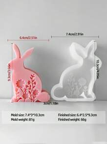 1 pieza Molde de silueta de conejo de Pascua, molde de decoración de vela hecha a mano con diseño de animal, para hacer velas perfumadas, yeso, manualidades de decoración del hogar, decoraciones DIY - Blanco - Ver 13